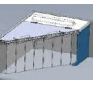 Pig-LET Fibre-NEST- V Model 70, incl. Heater 125/200W. angle rail Incl. plastic curtain and rail.